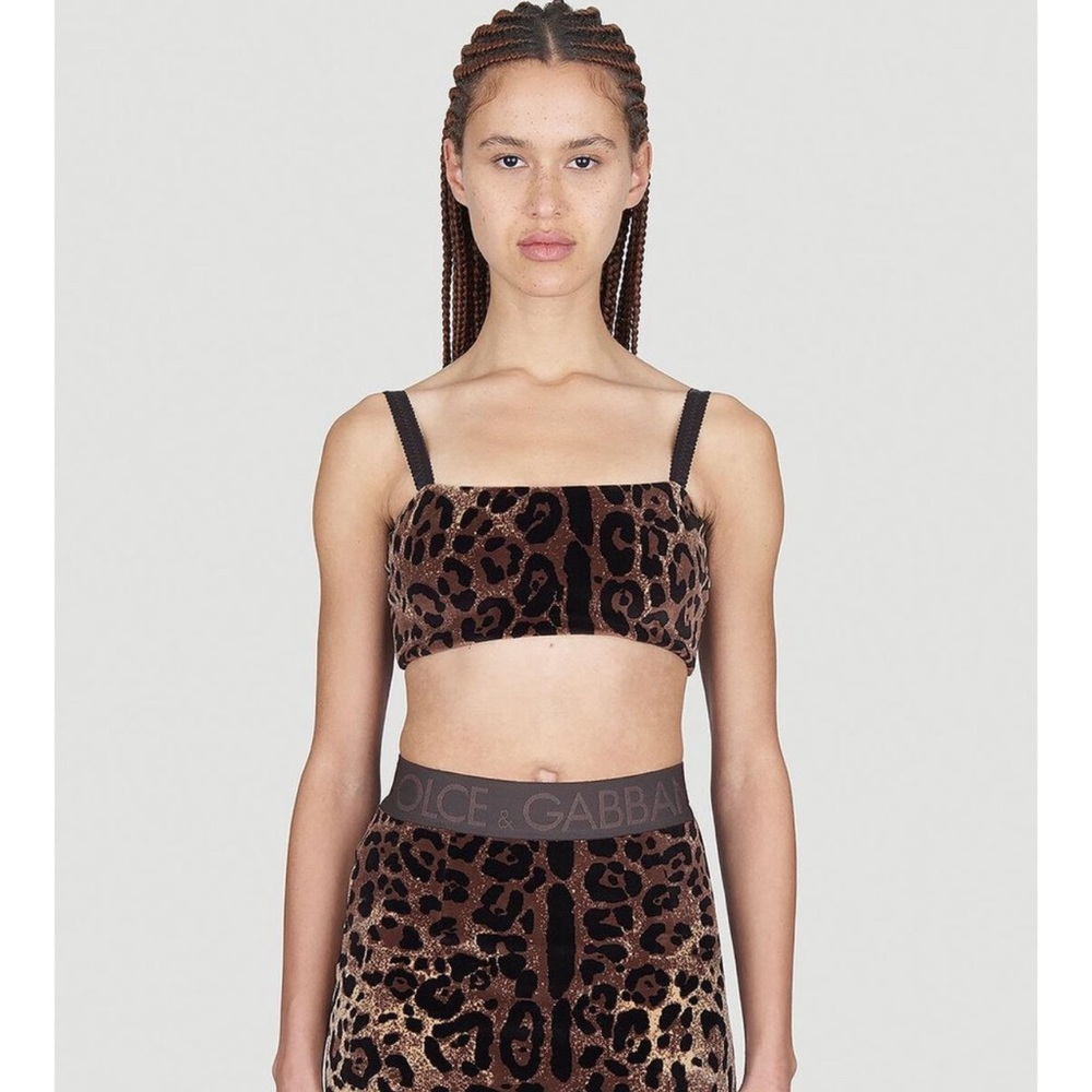 Dolce & Gabbana Animal Print Bralette Set Top & Leggin